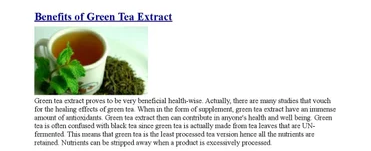 Benefits of Green Tea Extract